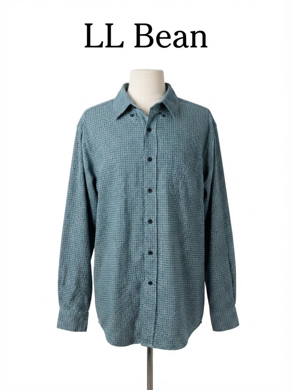 L.L. Bean Men's Teal Check Button-Down Shirt Size XL